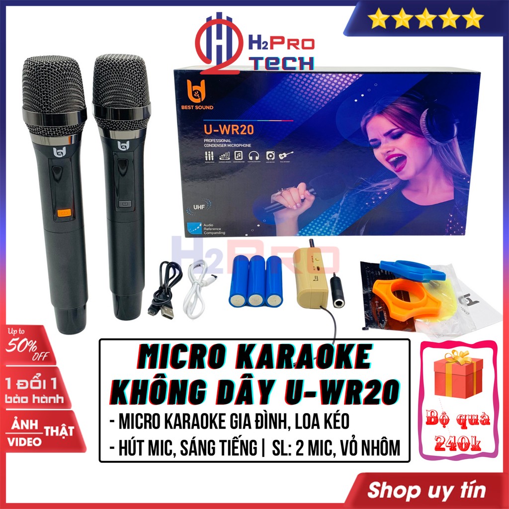 Micro Không Dây Loa Kéo, Micro Karaoke Gia Đình Best Sound U-WR20